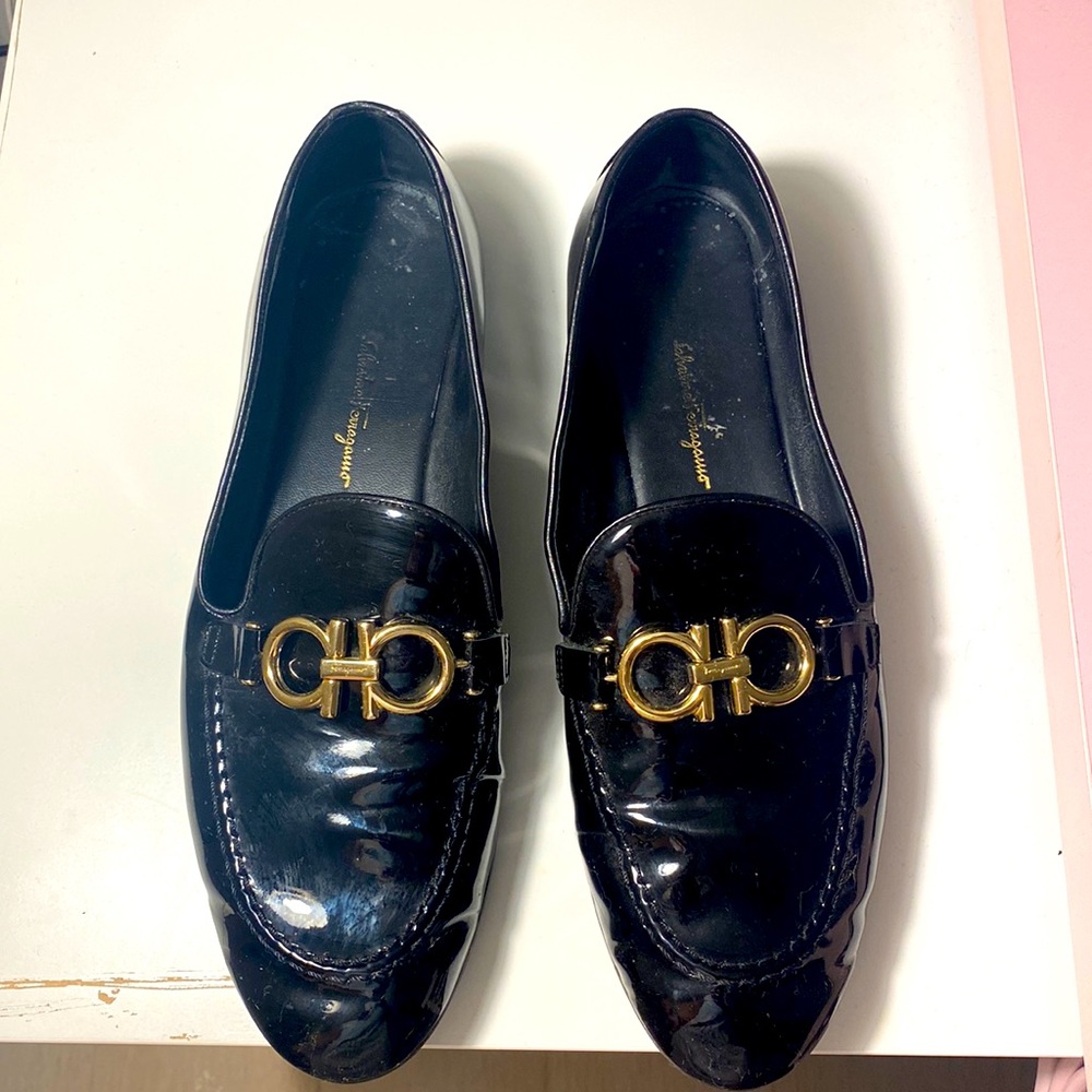 Authentic Salvatore ferragamo patent loafer 9.5C